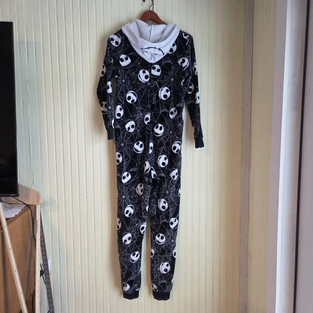 Disney Nightmare Before Christmas One-piece Small Black Jack Skellington Fleece - Picture 3 of 7